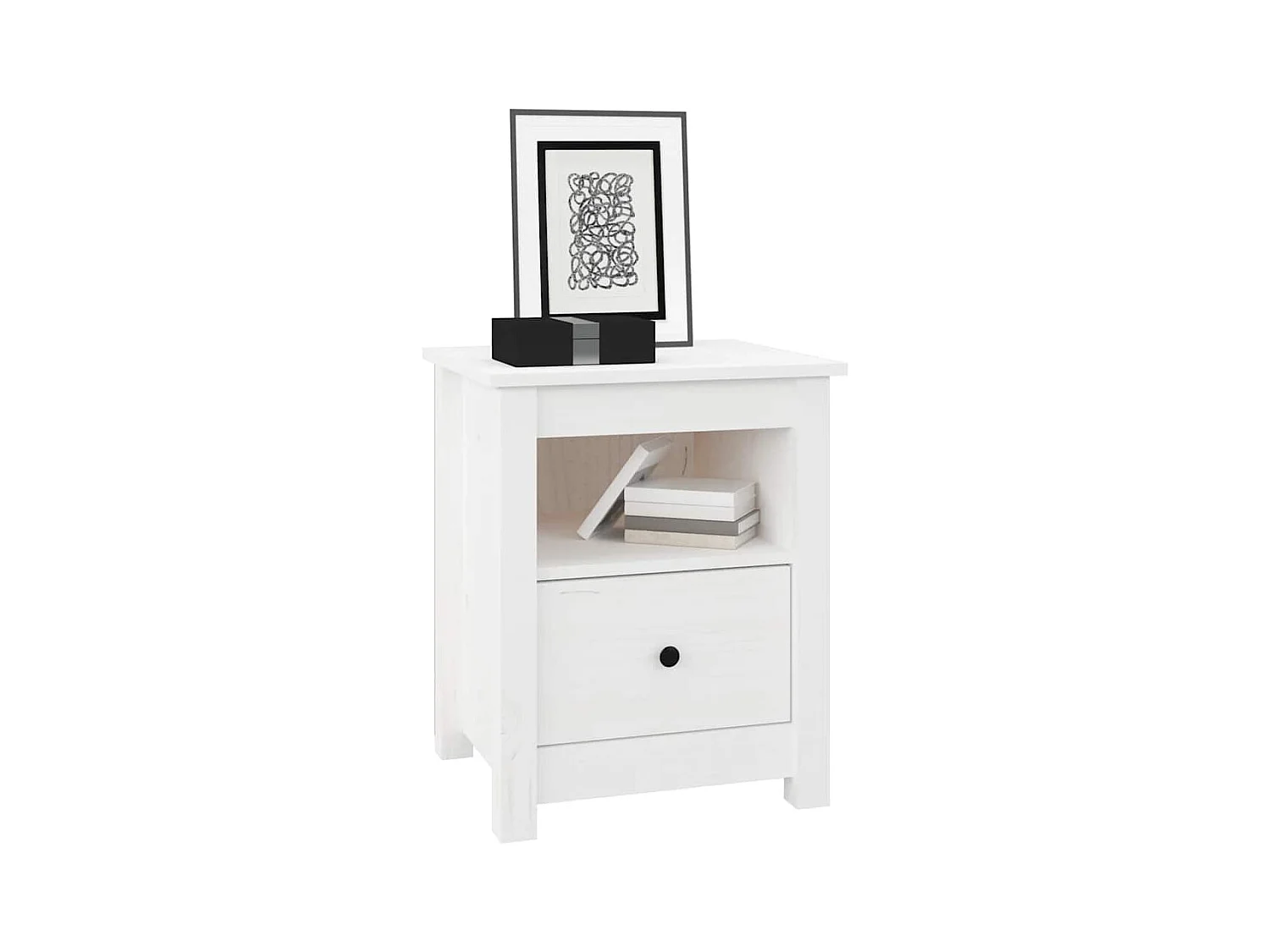 Comodini 2 pz Bianco 40x35x49 cm Legno massello di pino