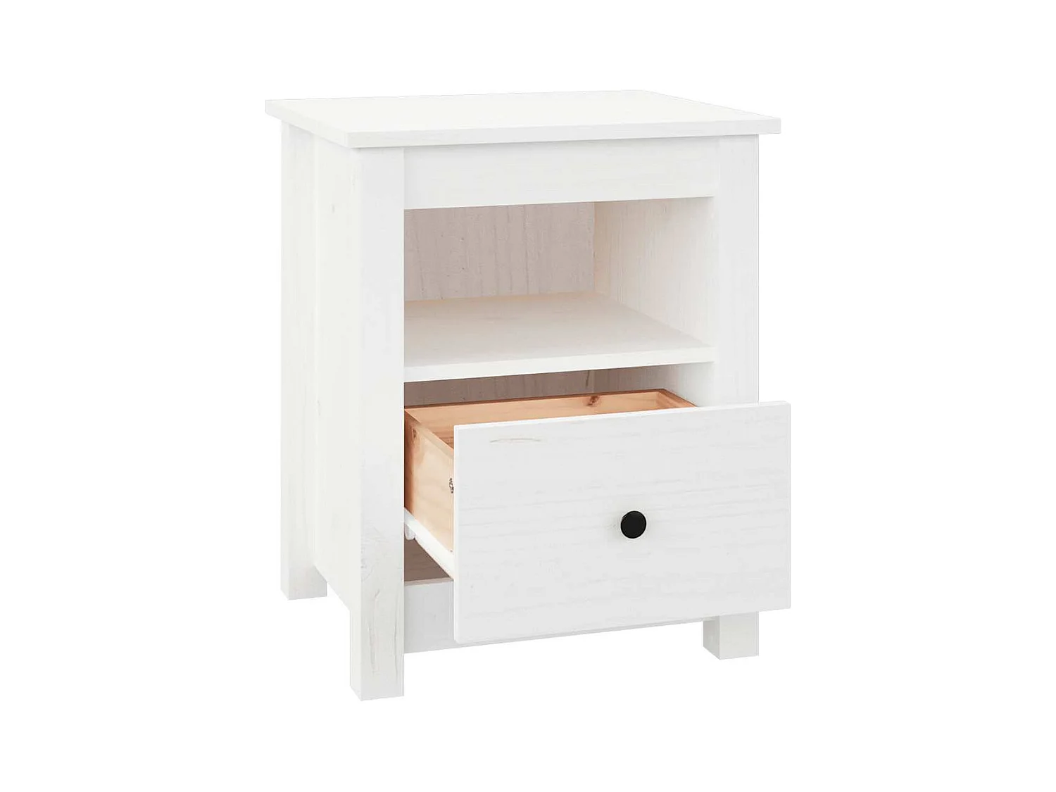 Comodini 2 pz Bianco 40x35x49 cm Legno massello di pino