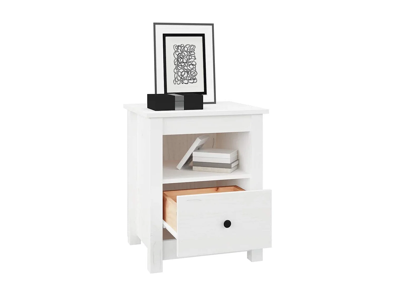 Comodini 2 pz Bianco 40x35x49 cm Legno massello di pino