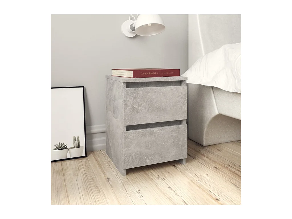 Mesita de noche Gris hormigón 30x30x40 cm Madera de ingeniería