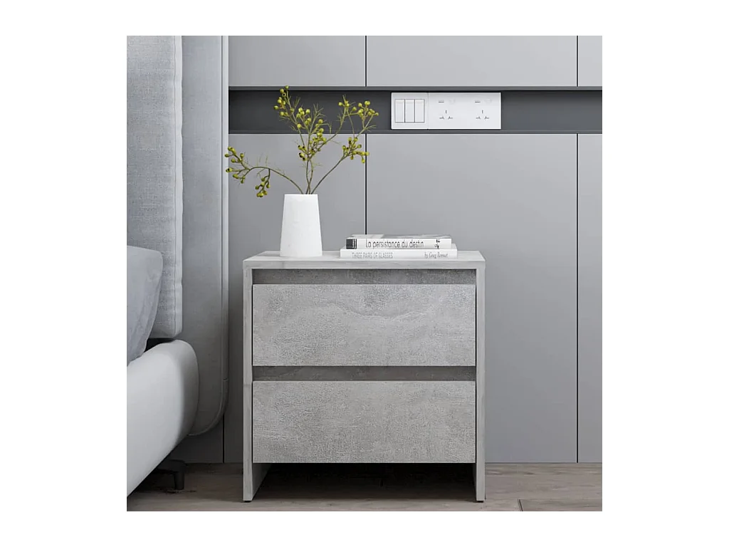 Table de chevet gris béton 45x34,5x44,5 cm bois d’ingénierie