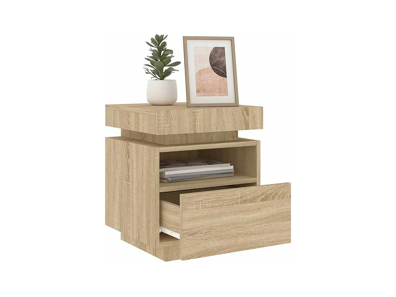Armoire de chevet avec lumières LED chêne sonoma 40x39x48,5 cm