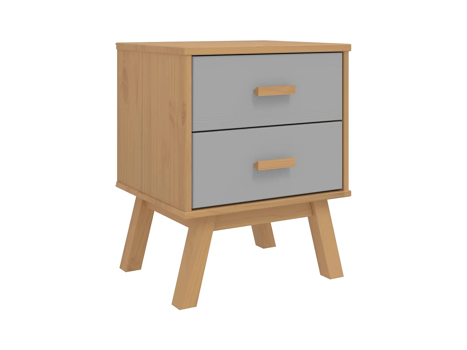 Comodino OLDEN in legno massello di pino grigio e marrone