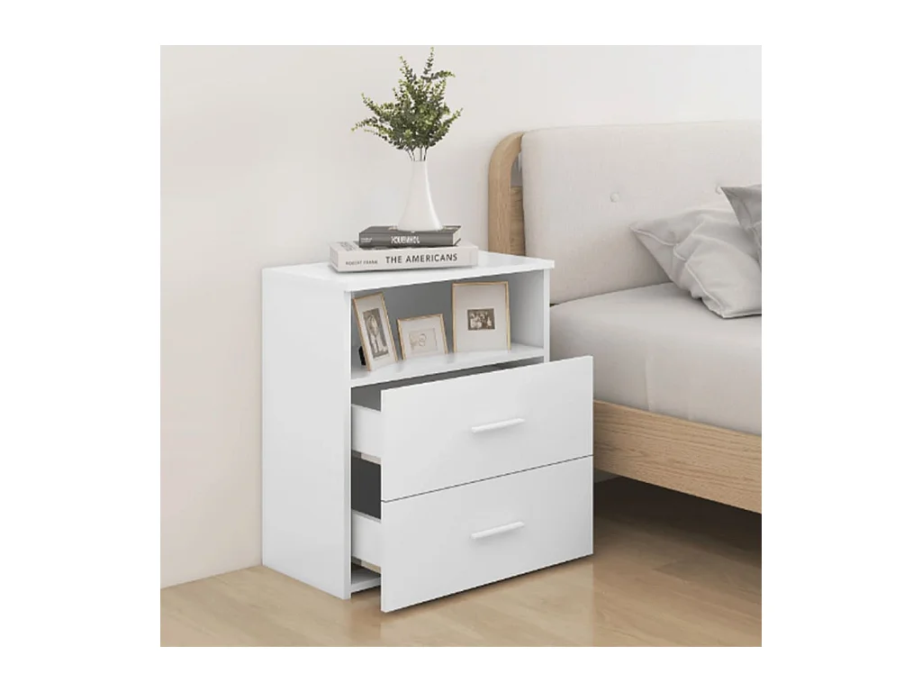 Mesitas de noche 2 uds Blanco 50x32x60 cm