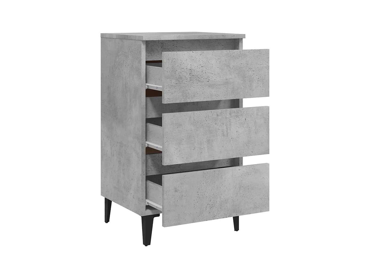 Tables de chevet pieds en métal 2 pcs gris béton 40x35x69 cm