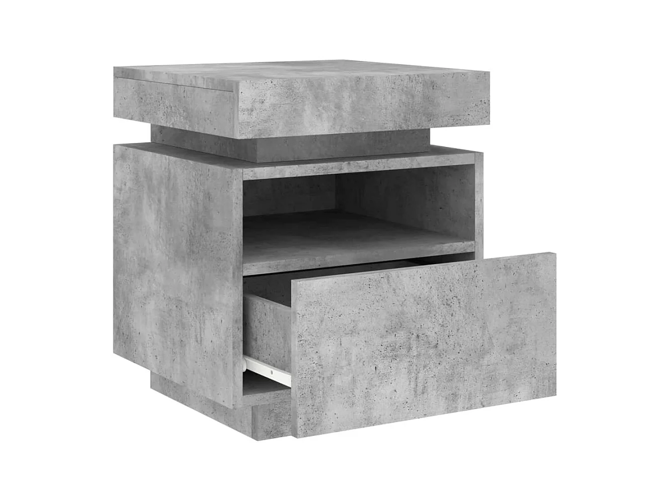 Nachtkastje met ledverlichting, betongrijs, 40x39x48,5 cm