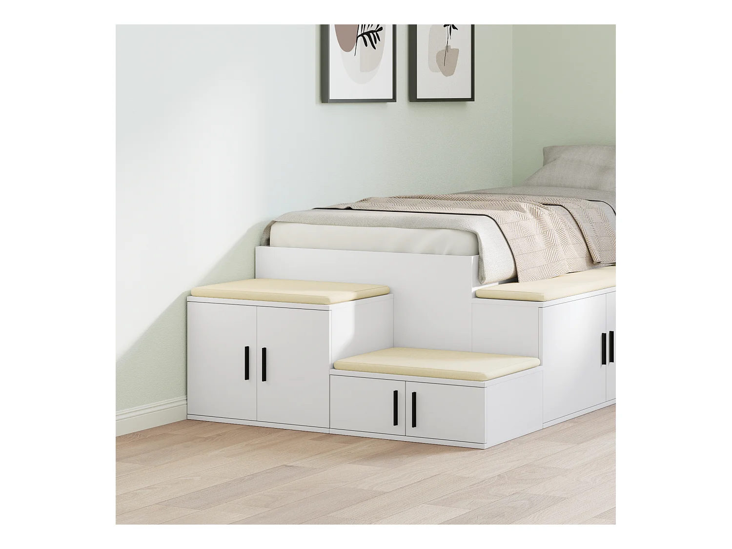 Mobile contenitore bianco 118x41x40 cm in legno ingegnerizzato