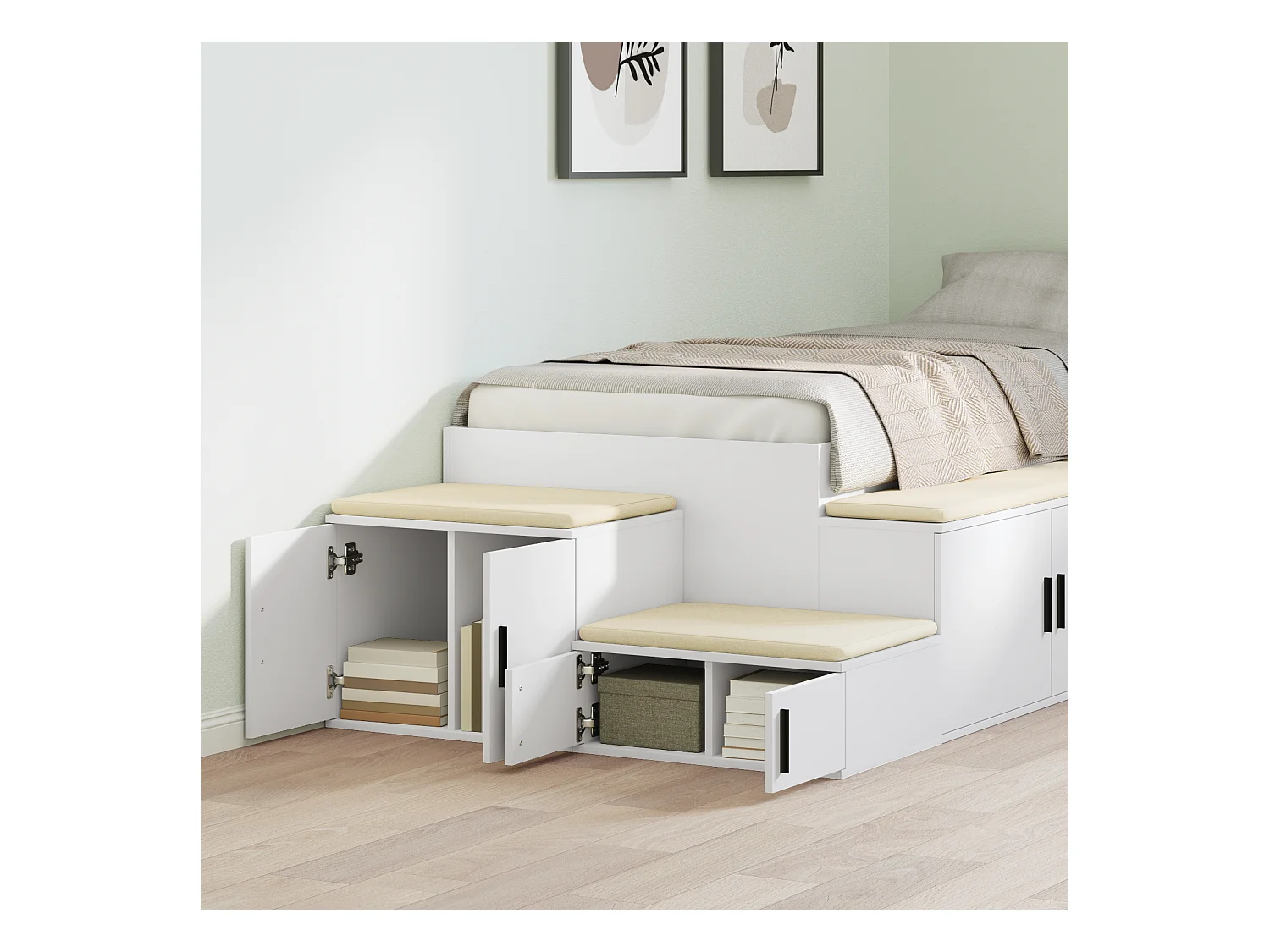 Mobile contenitore bianco 118x41x40 cm in legno ingegnerizzato