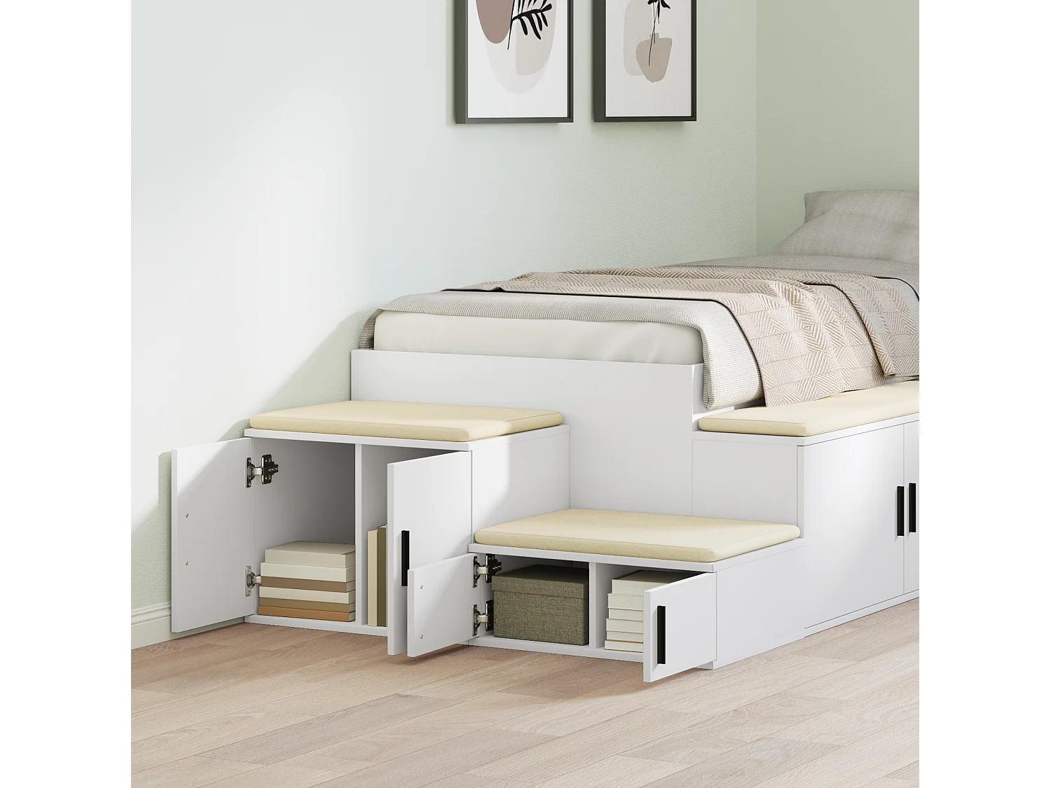 Armoire de rangement blanche 118x41x40 cm en bois d'ingénierie