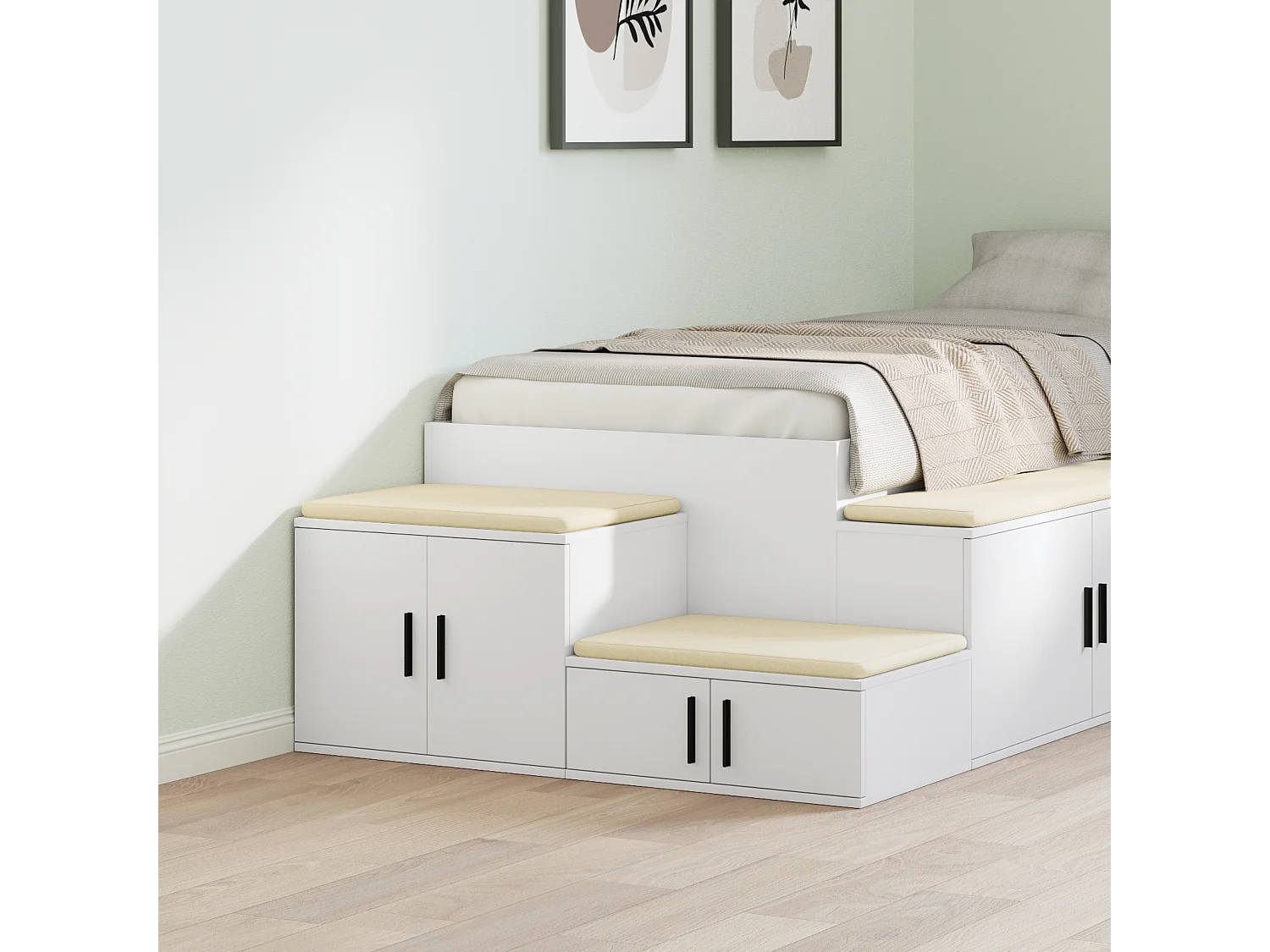 Armoire de rangement blanche 118x41x40 cm en bois d'ingénierie