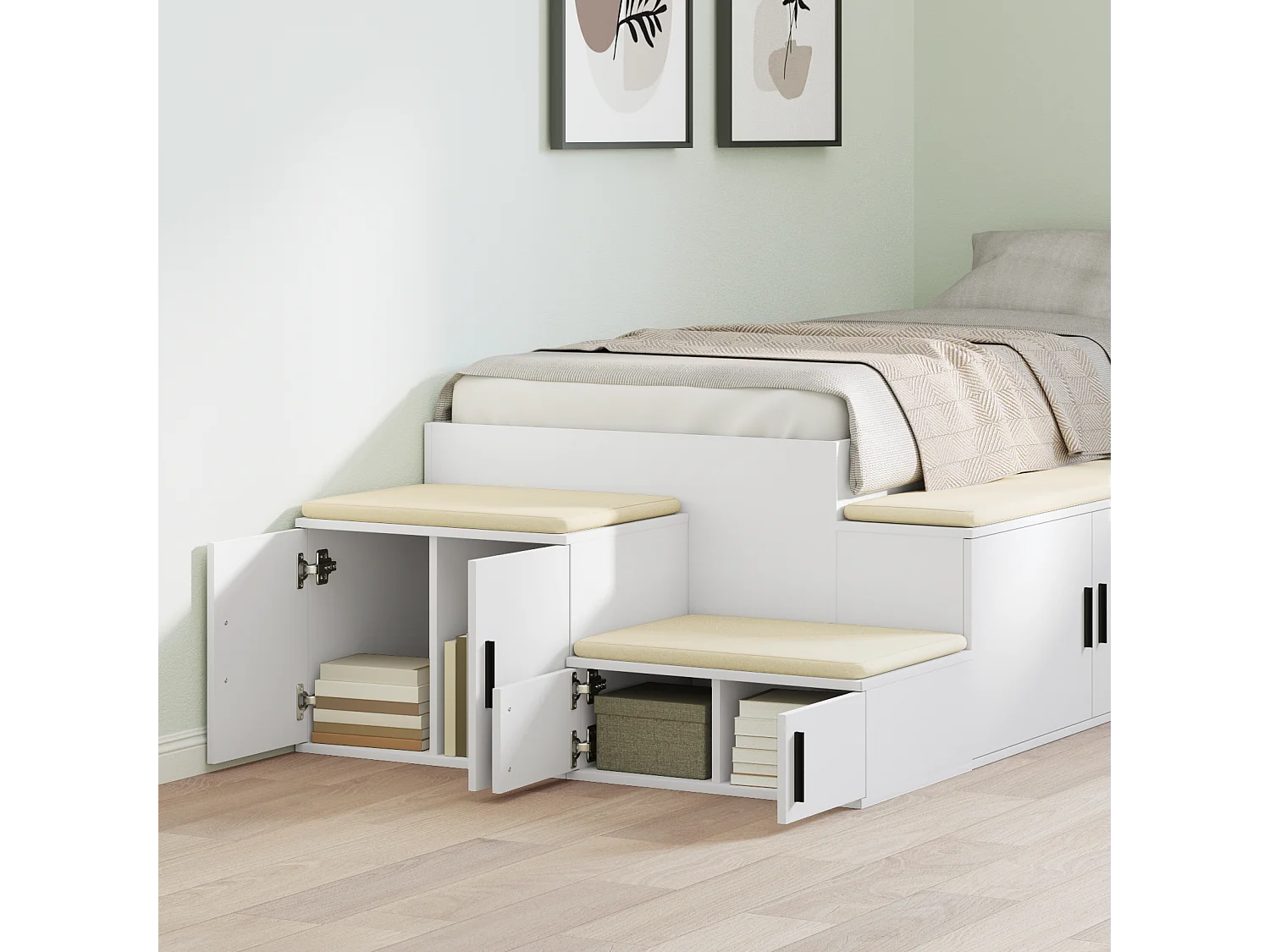 Armoire de rangement blanche 118x41x40 cm en bois d'ingénierie