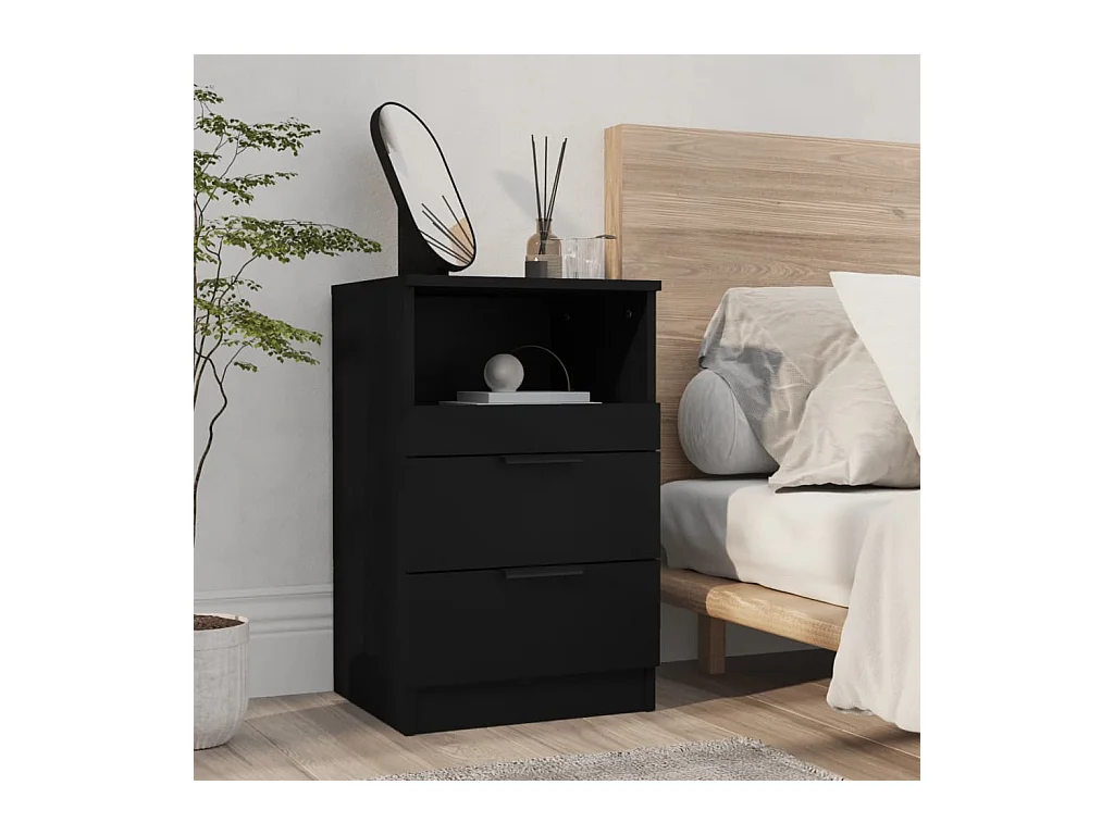 Comodino in legno ingegnerizzato nero