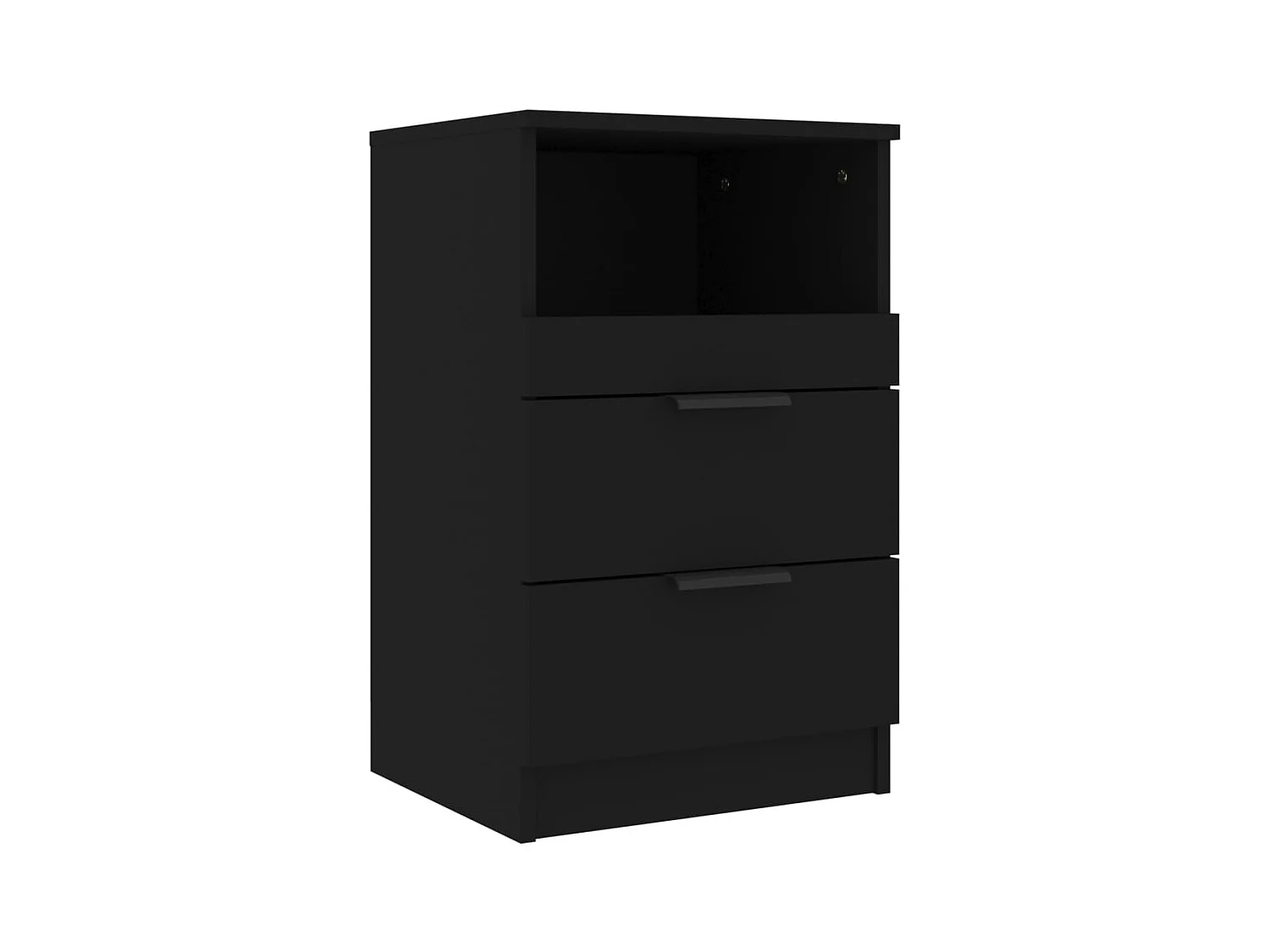 Comodino in legno ingegnerizzato nero