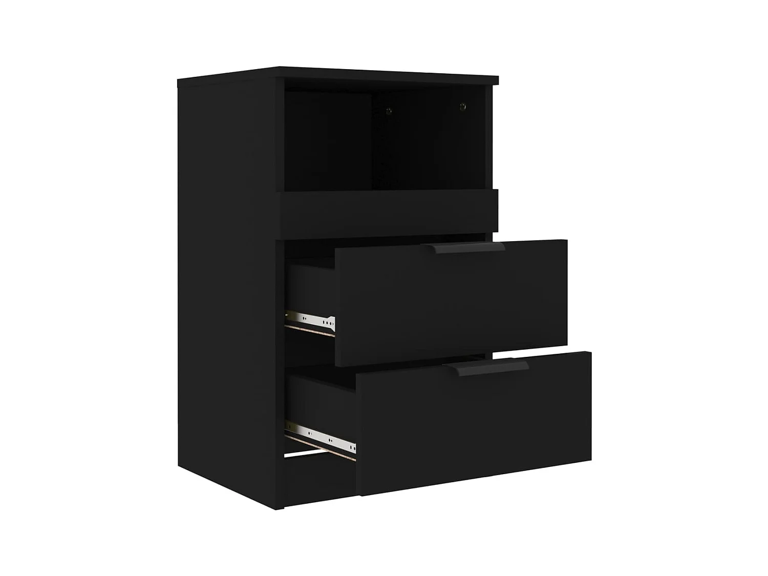 Comodino in legno ingegnerizzato nero