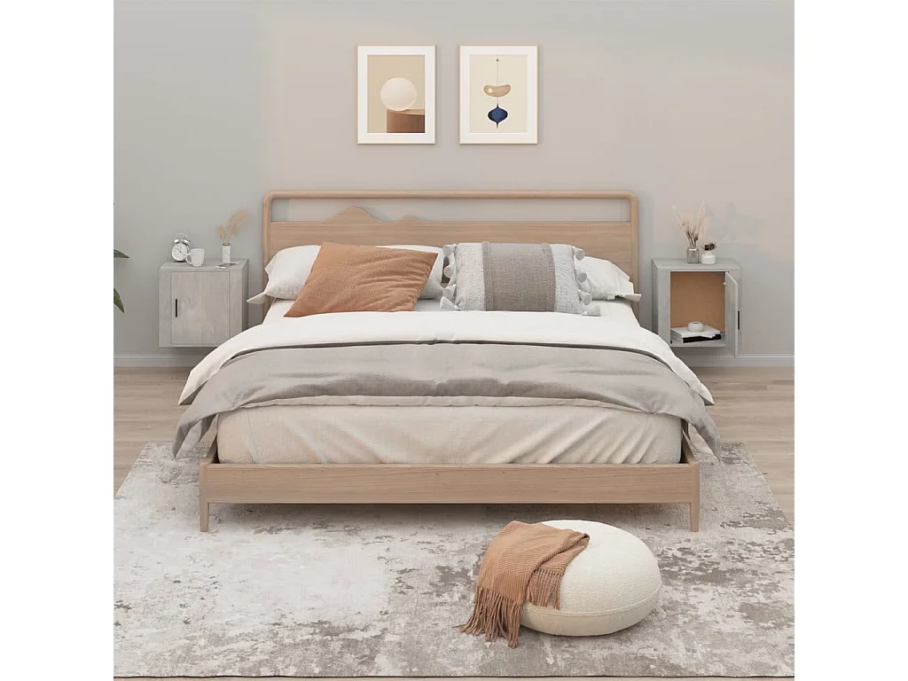 Comodini da parete 2 pz Grigio cemento 50x30x47 cm