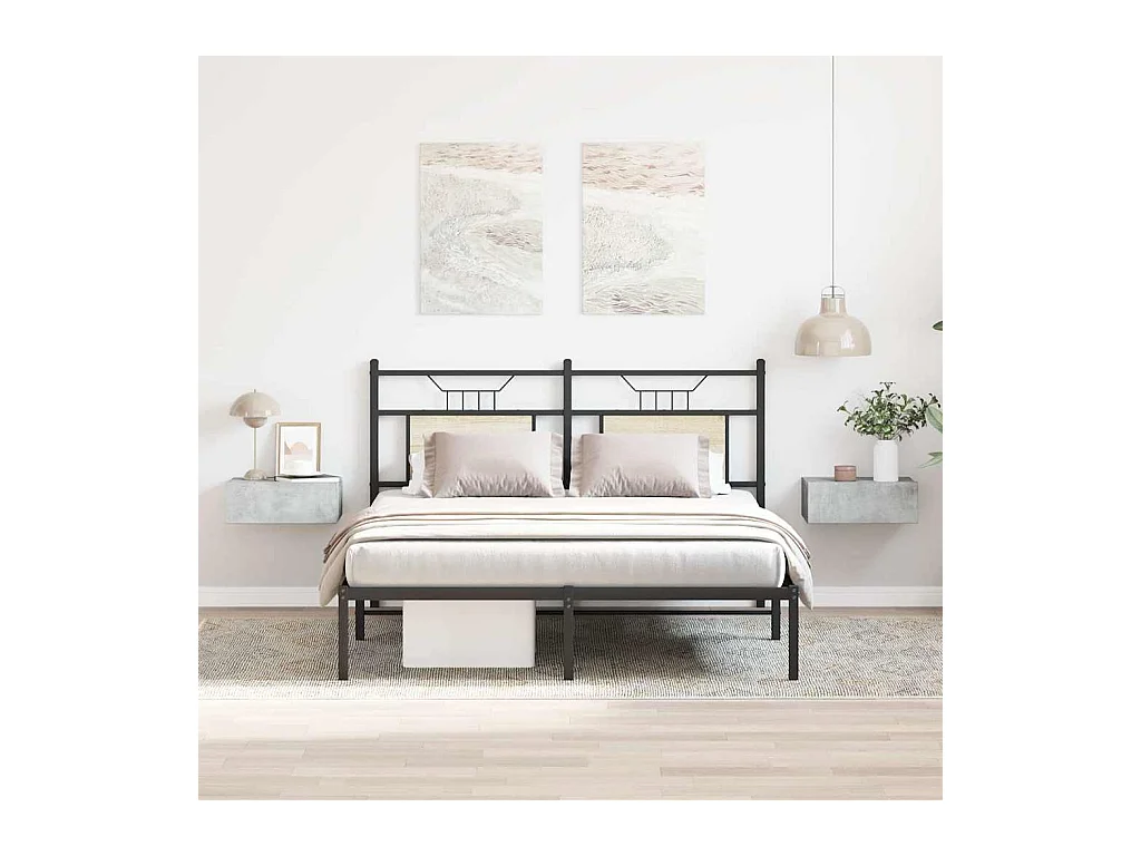 comodini sospesi in legno ingegnerizzato grigio cemento