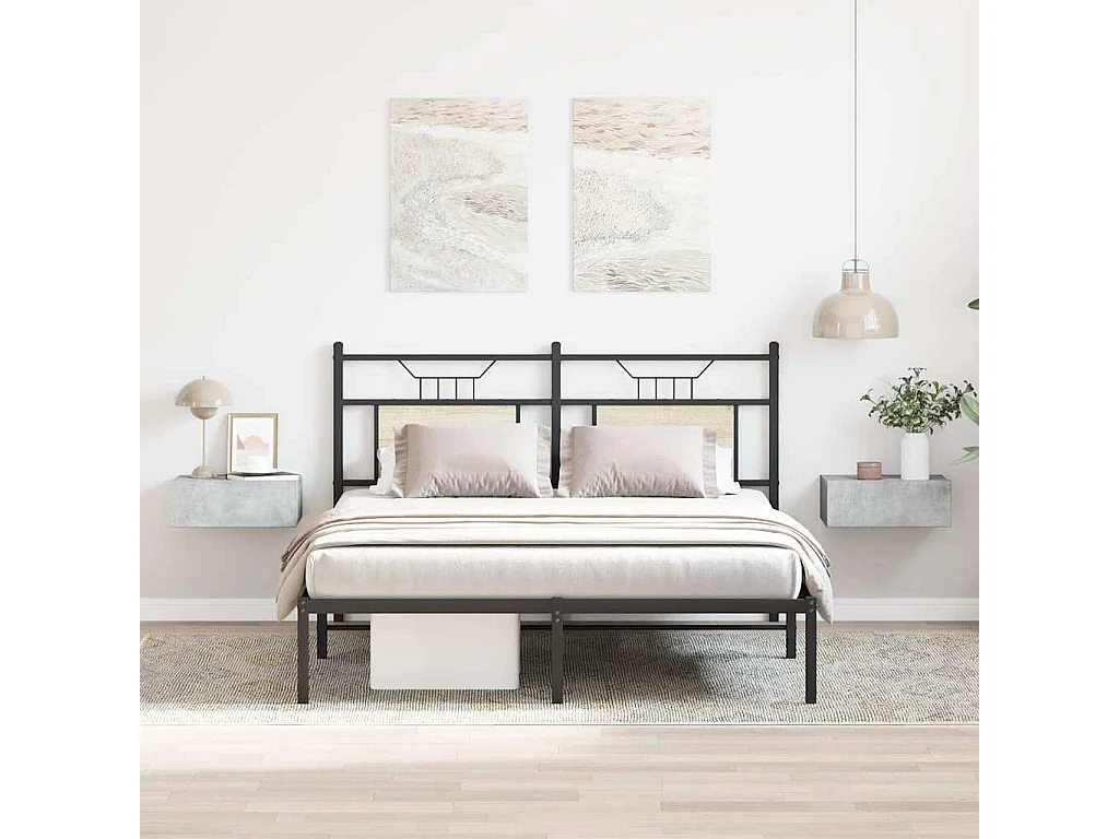 comodini sospesi in legno ingegnerizzato grigio cemento