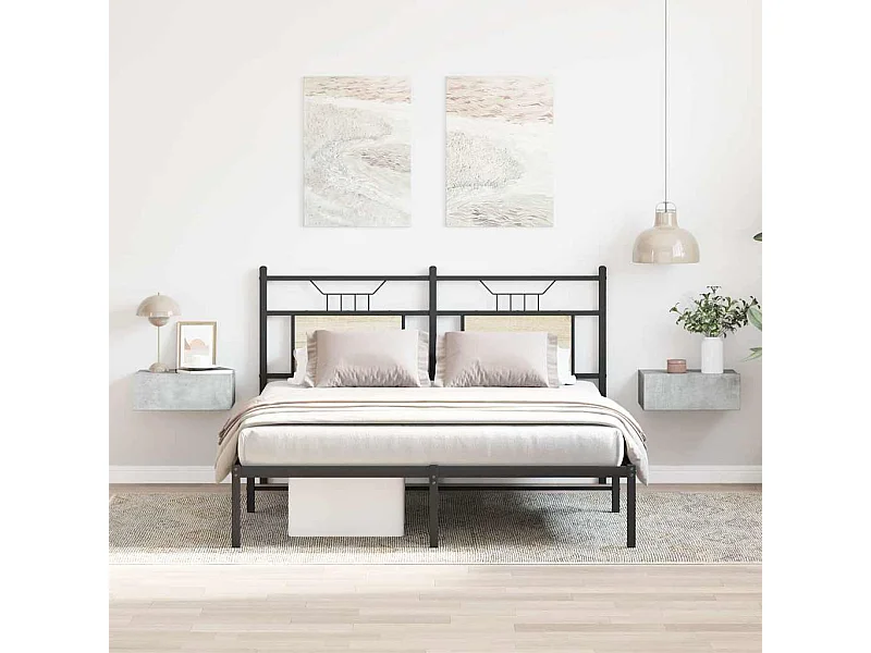 comodini sospesi in legno ingegnerizzato grigio cemento