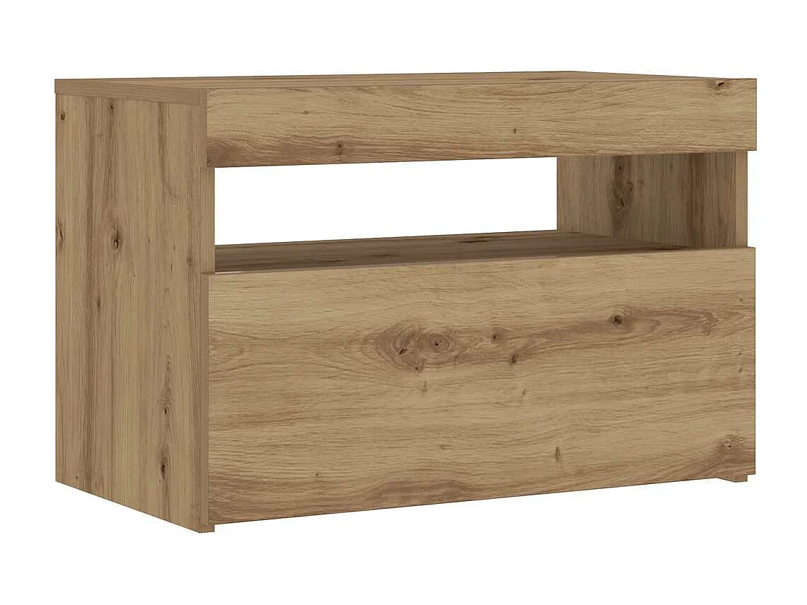 Table de chevet avec lumières LED chêne artisanal 60x35x40 cm