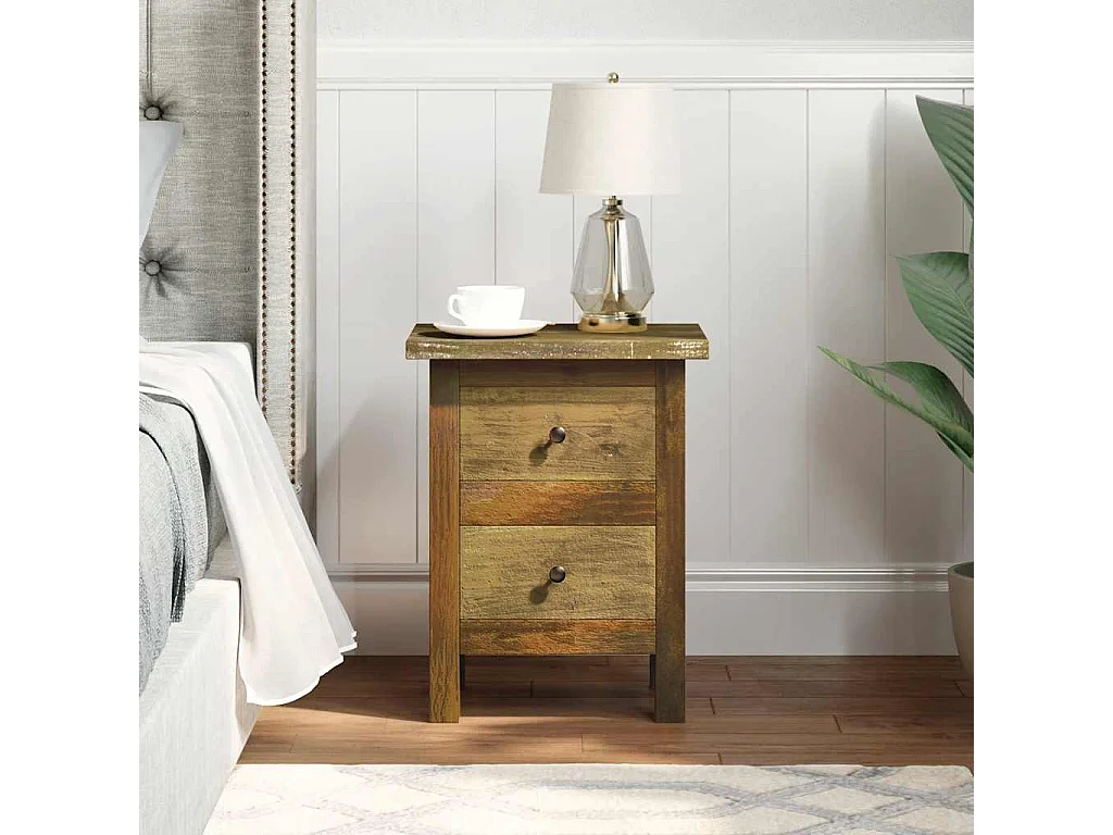 Table de chevet bois massif d'acajou 40x30x51 cm