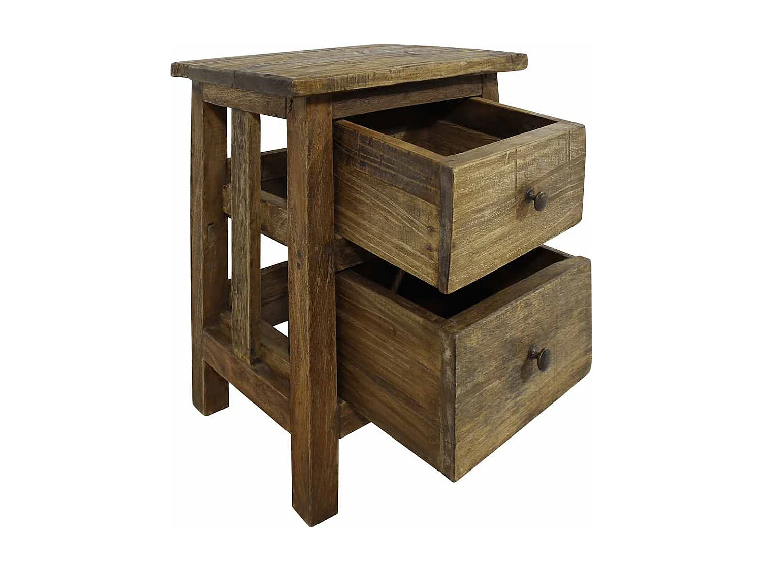 Table de chevet bois massif d'acajou 40x30x51 cm