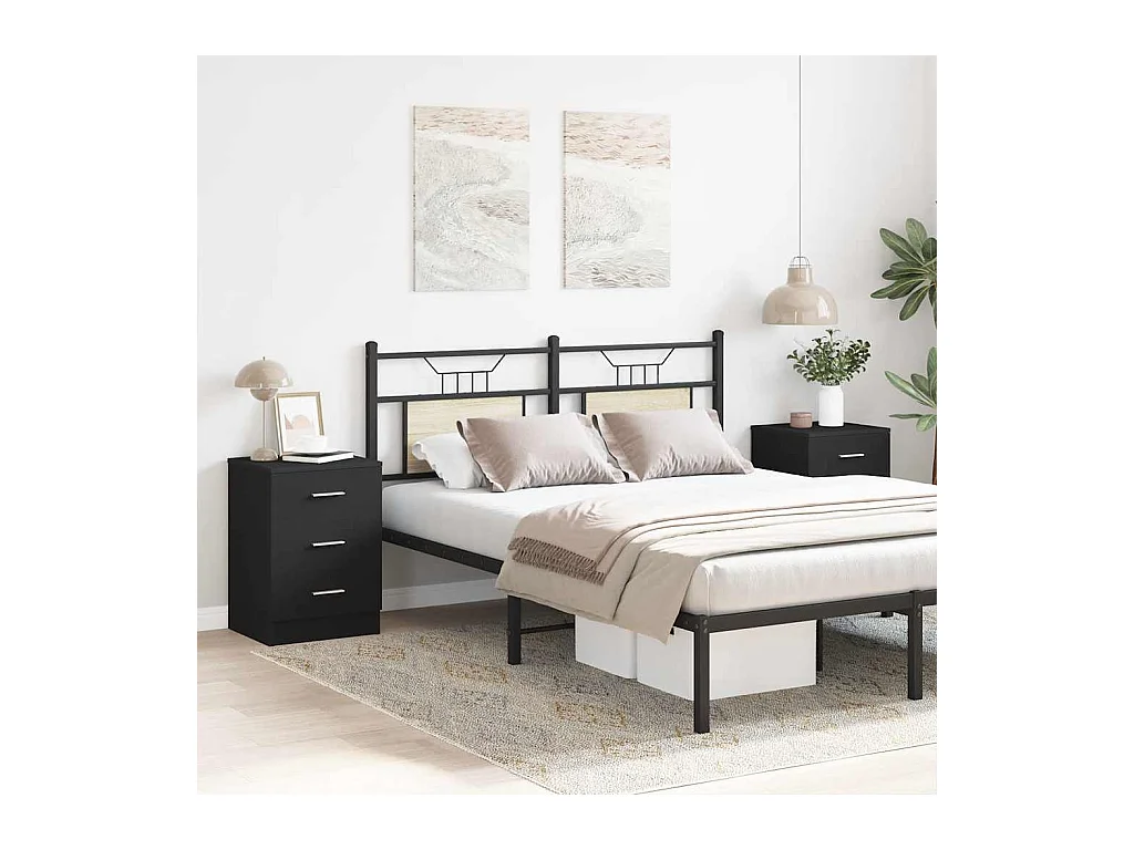 Comodini 2 pz Nero 38x35x56 cm Legno ingegnerizzato