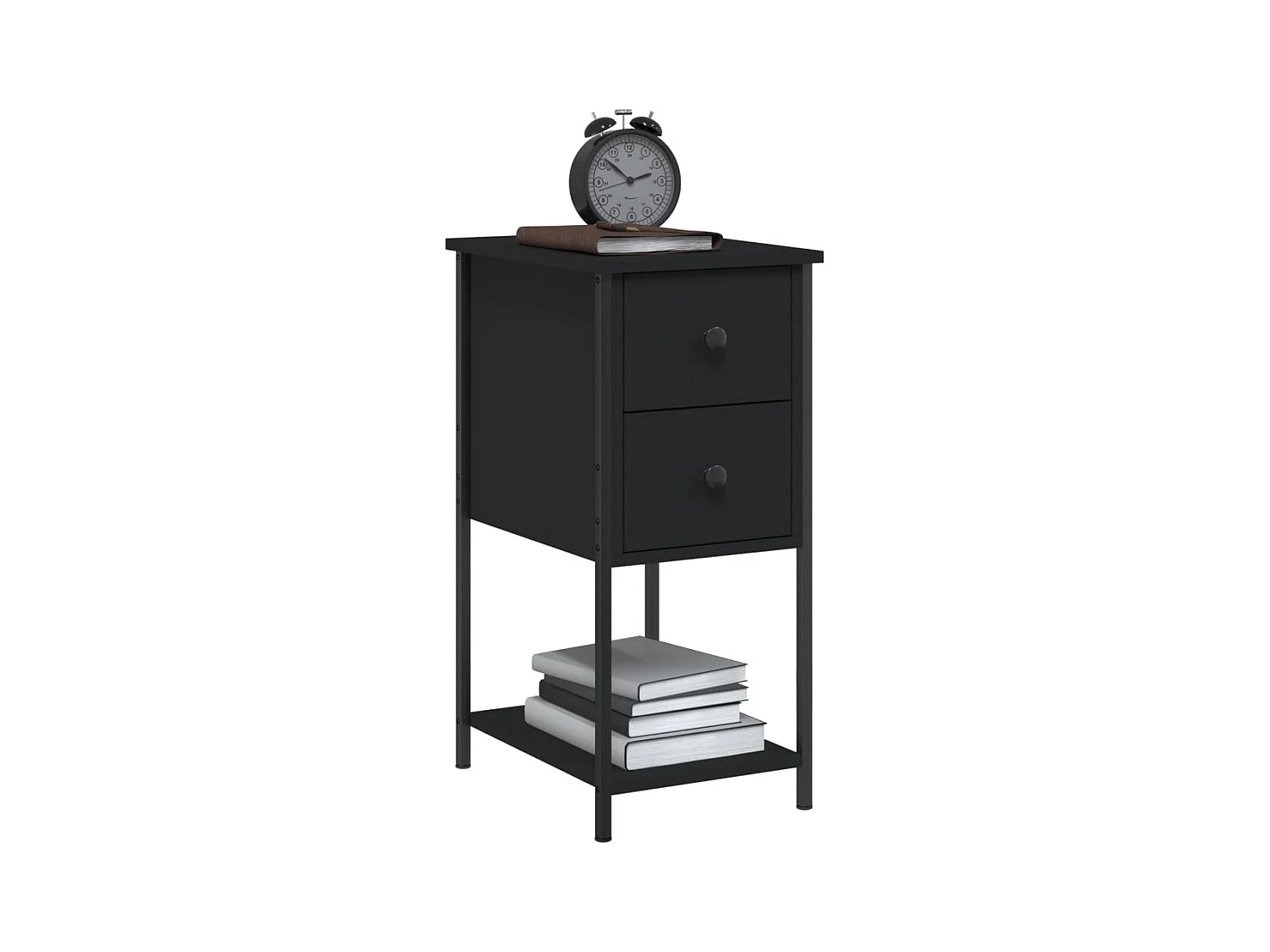 Comodini 2 pezzi neri 32x42x70 cm in legno ingegnerizzato