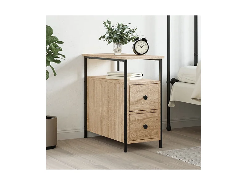 Table de chevet chêne sonoma 30x60x60 cm bois d'ingénierie