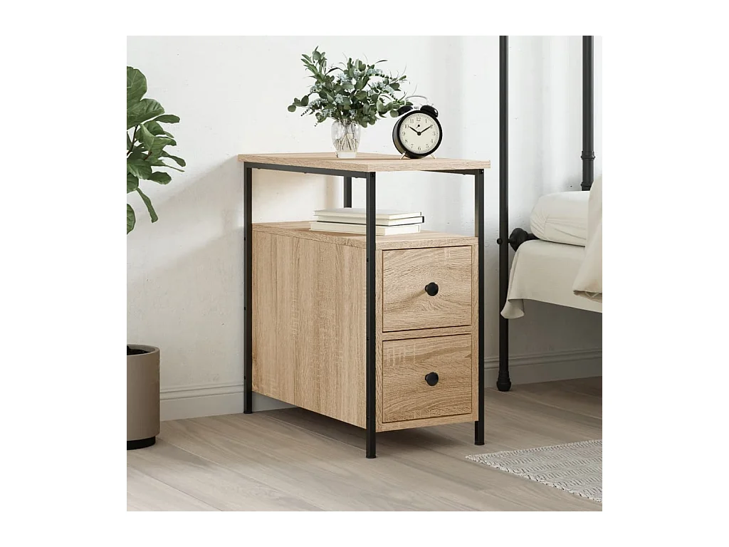 Table de chevet chêne sonoma 30x60x60 cm bois d'ingénierie