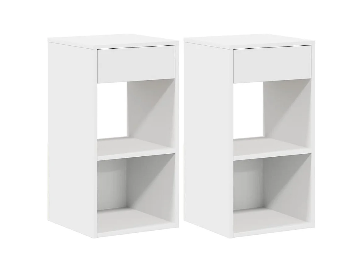 Nachtkastjes met lade 2 stuks wit 35x34x66,5 cm