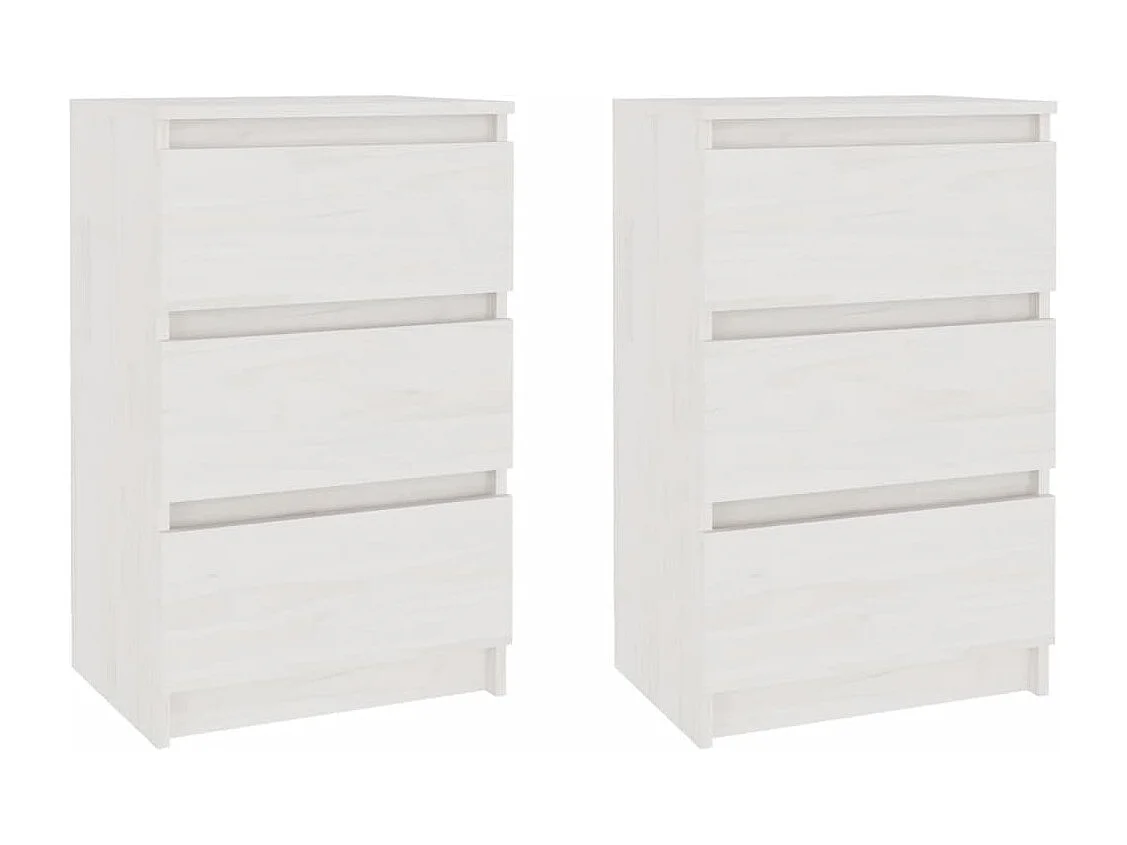 Comodini 2 pz Bianco 40x29,5x64 cm Legno massello di pino