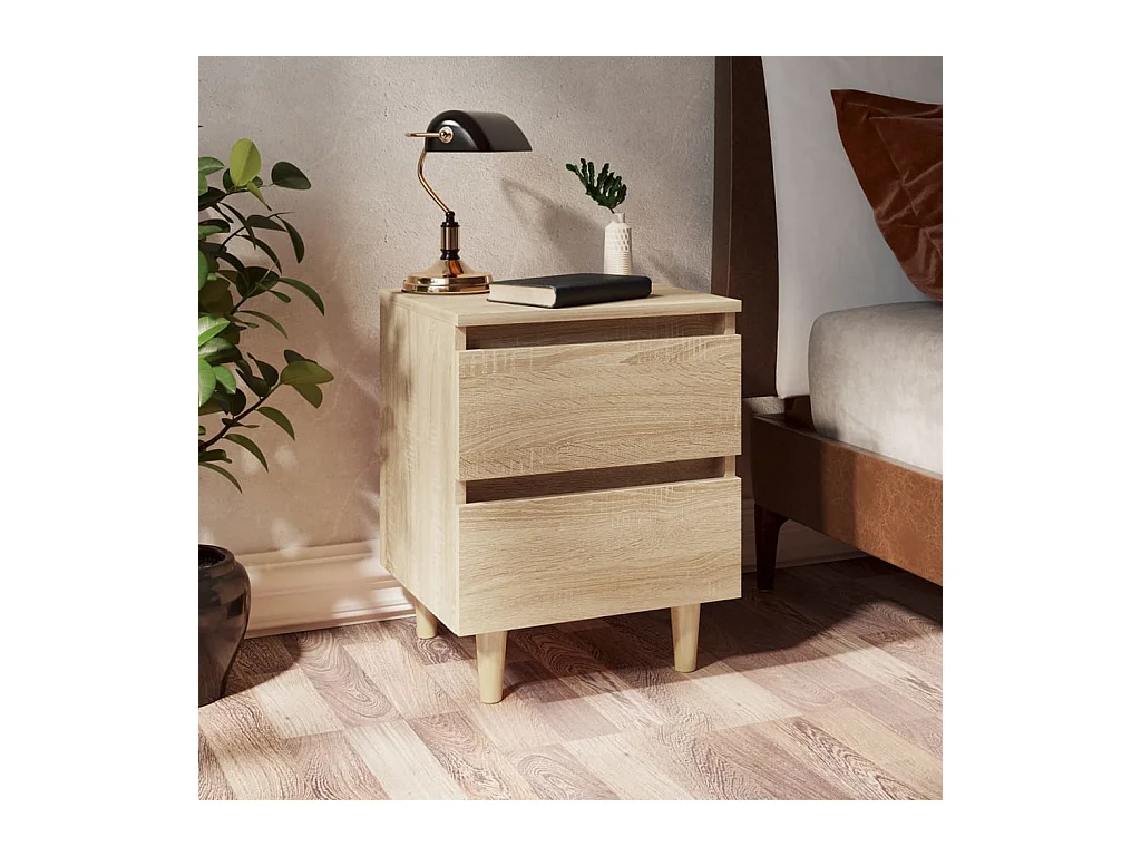 Comodini gambe in pino 2 pz rovere sonoma 40x35x50 cm