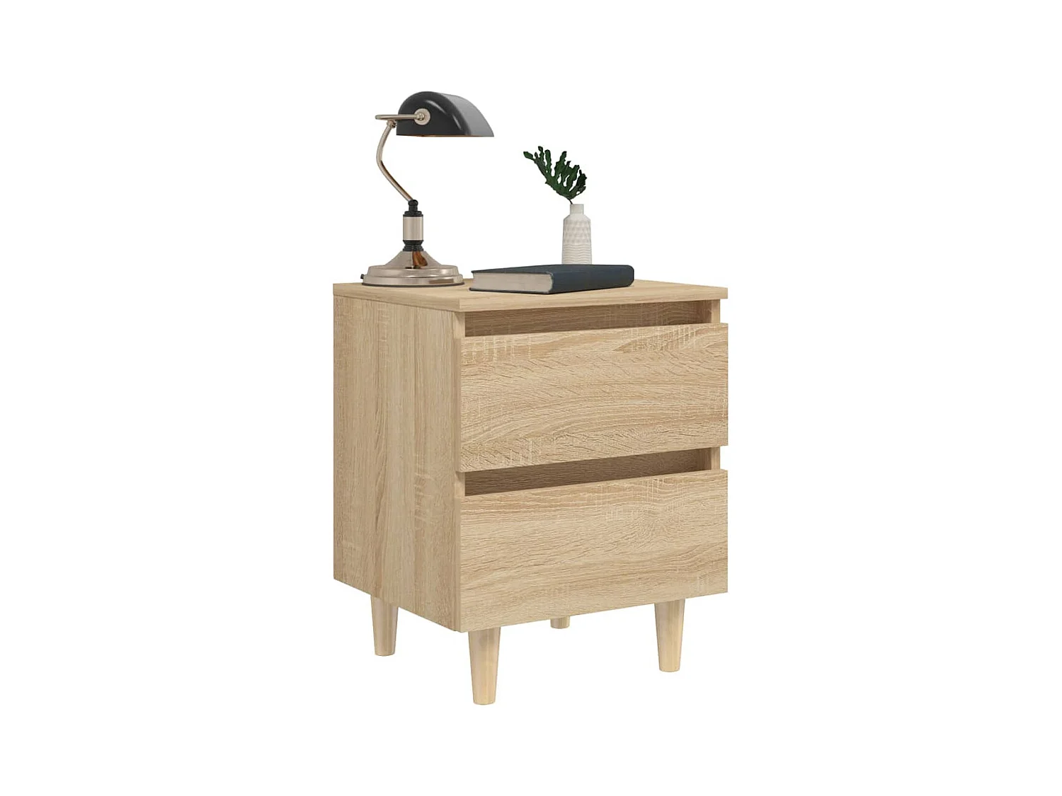 Comodini gambe in pino 2 pz rovere sonoma 40x35x50 cm