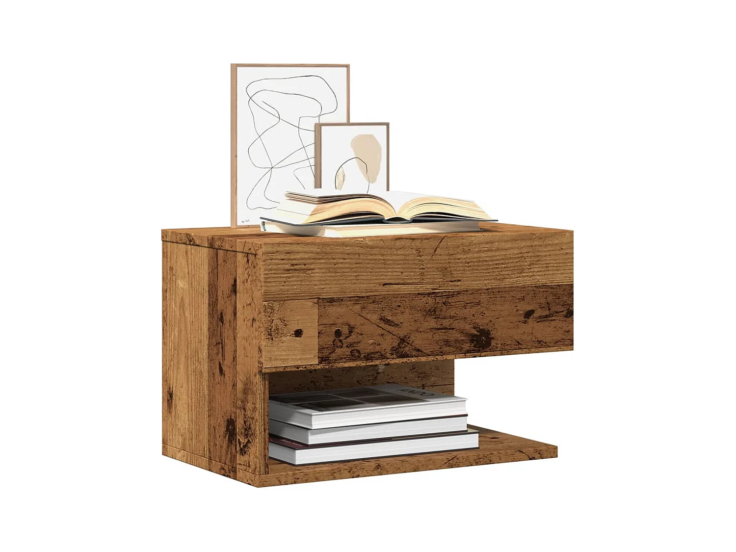 Vecchio comodino in legno da parete