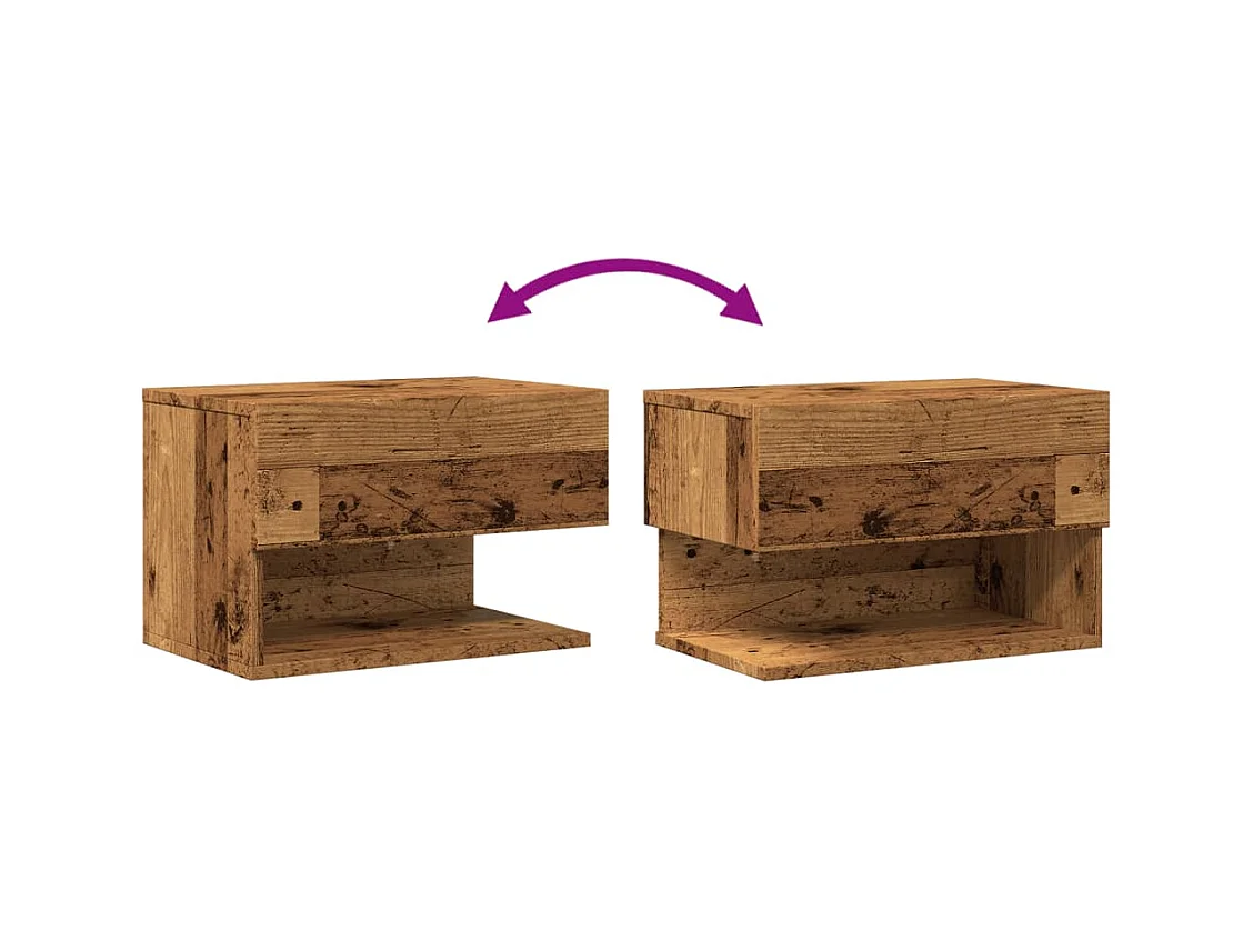 Vecchio comodino in legno da parete