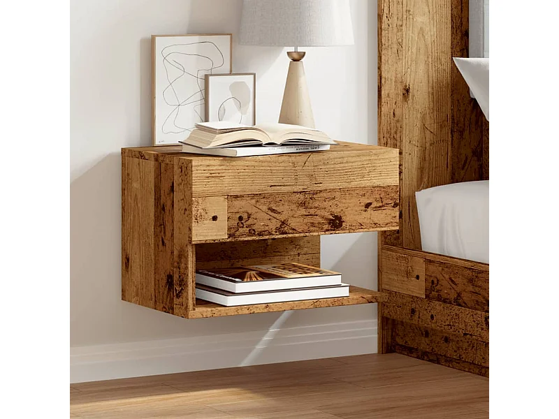 Vecchio comodino in legno da parete