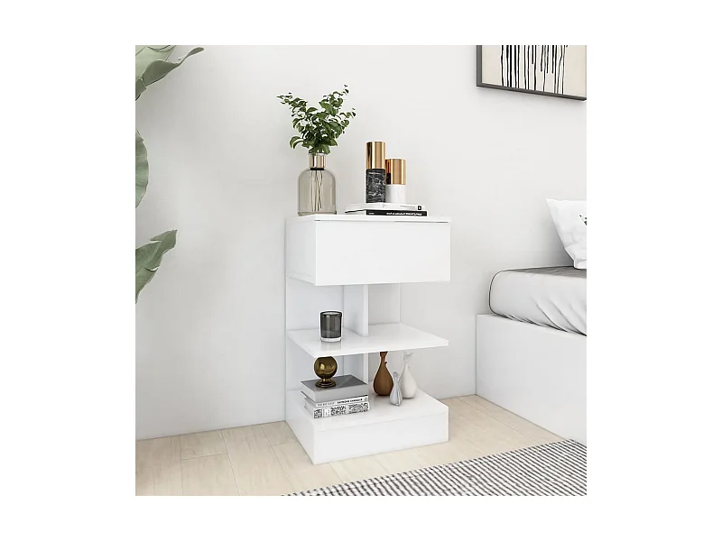 Table de chevet Blanc 40x35x65 cm Bois d’ingénierie