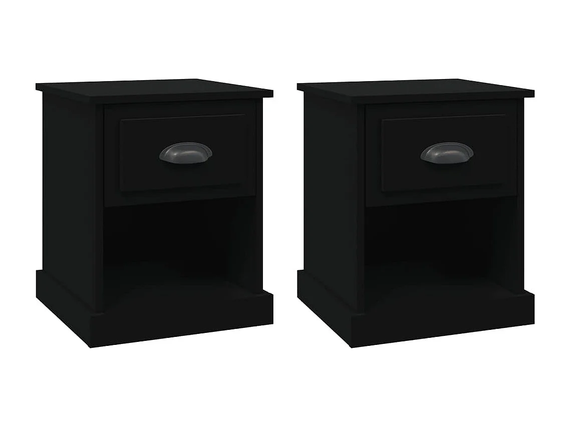 Tables de chevet 2 pcs noir 39x39x47,5 cm bois d'ingénierie
