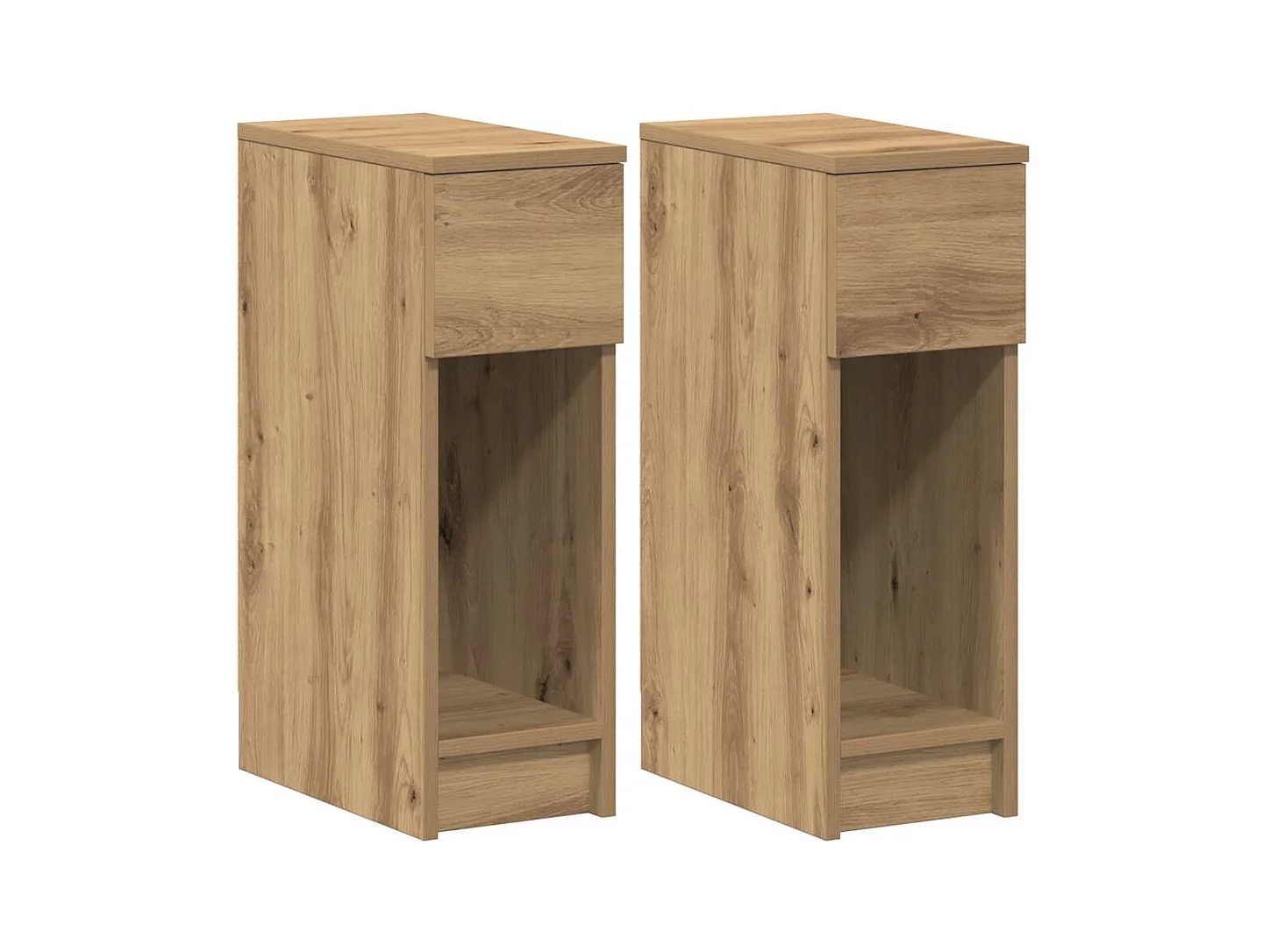 Comodini con cassetto 2 pz in rovere lavorato a mano 20x36x60 cm