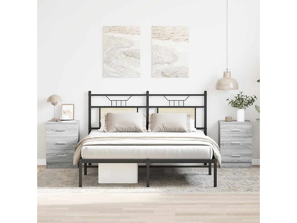 Comodini 2 pz. Sonoma grigio 38x35x56cm Legno ingegnerizzato