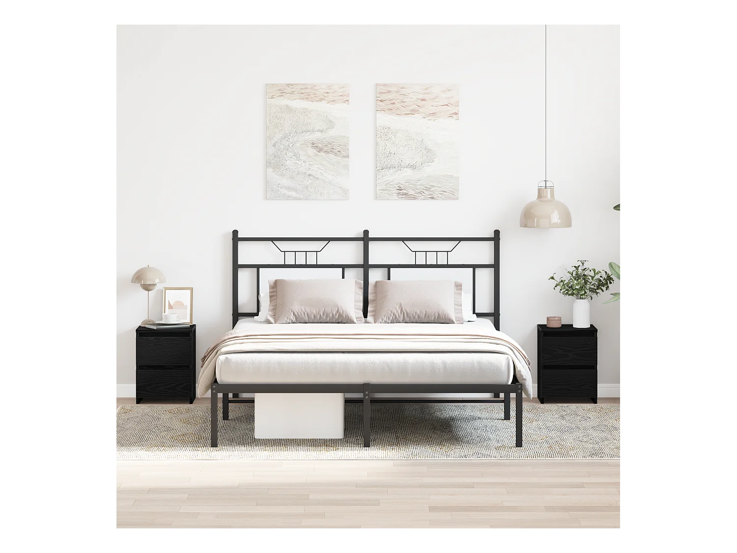 Comodini con cassetti 2 pz Rovere nero 30x30x40 cm