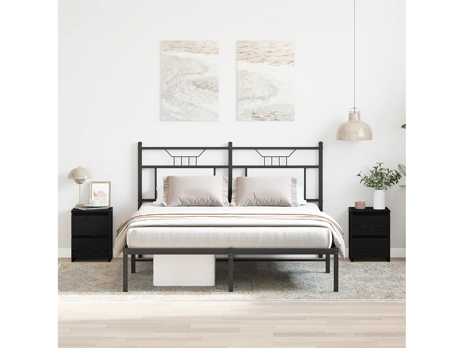 Comodini con cassetti 2 pz Rovere nero 30x30x40 cm