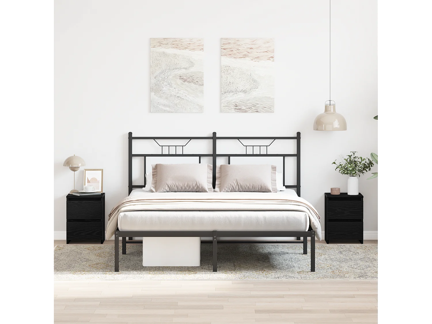 Nachtkastjes met lades 2 stuks Zwarte eik 30x30x40 cm