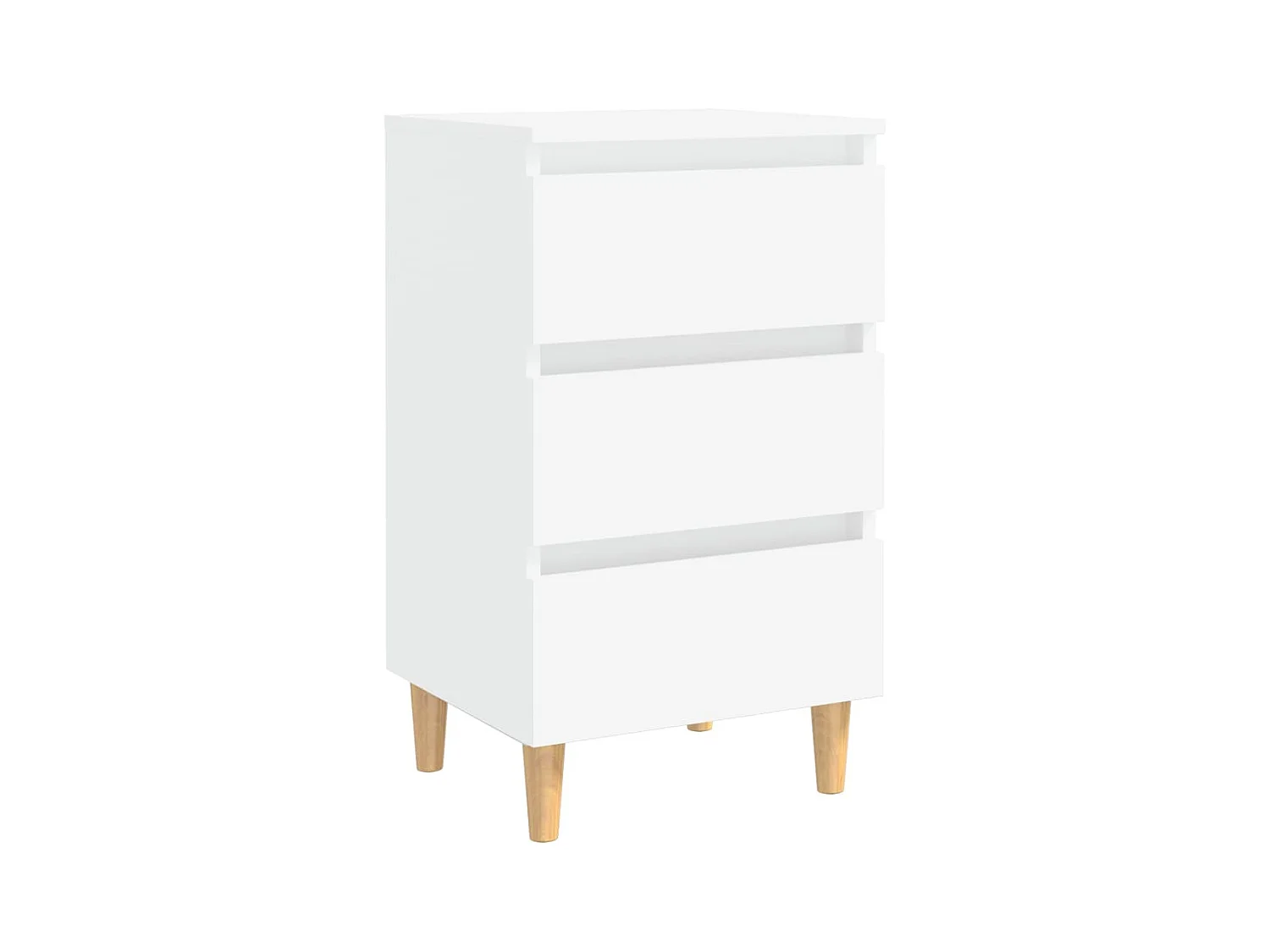 Table de chevet avec pieds en bois solide Blanc 40x35x69 cm