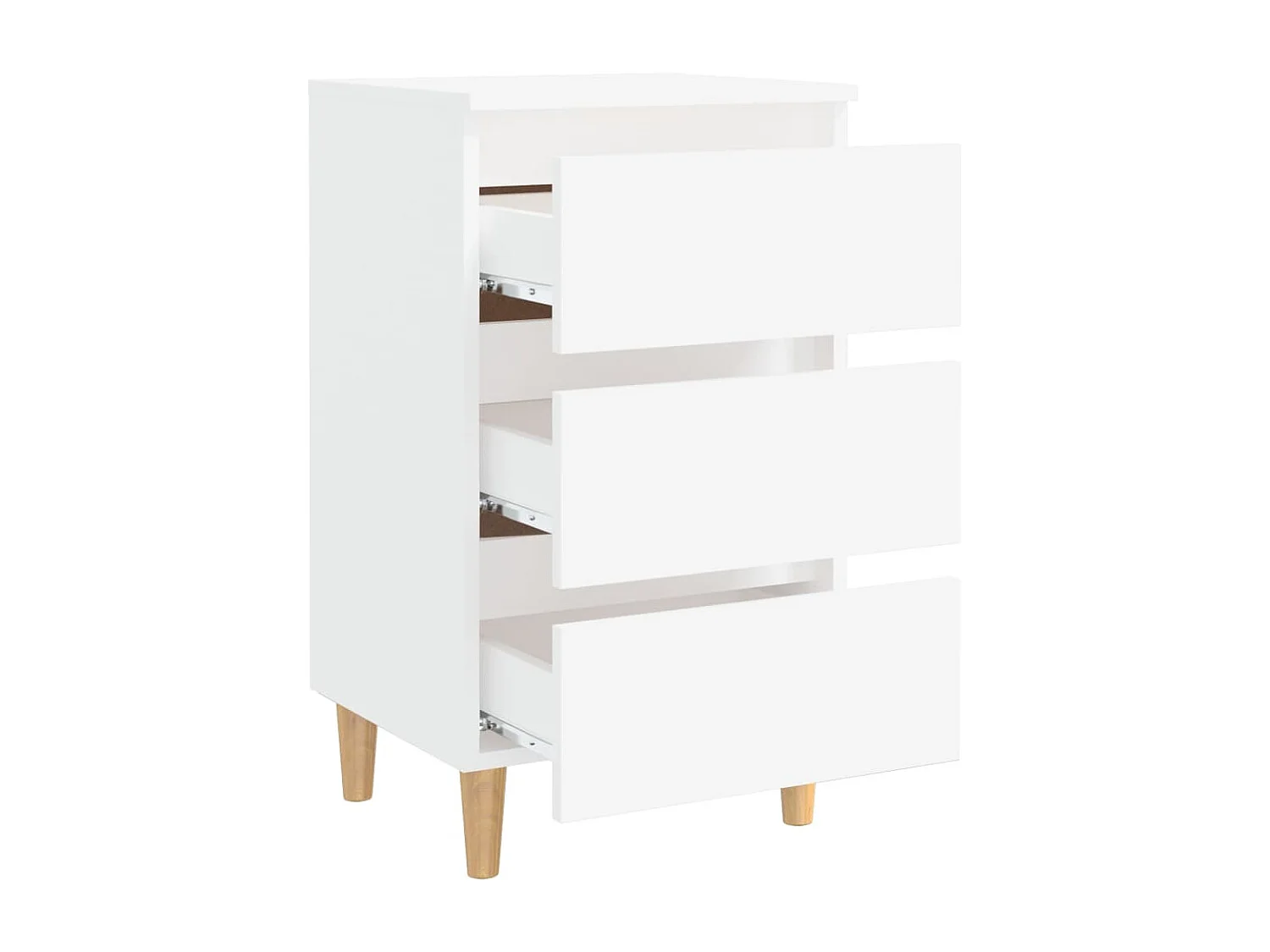 Comodino con gambe in legno massello Bianco 40x35x69 cm