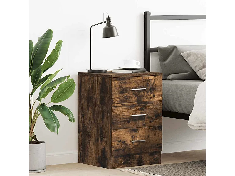 Comodino in rovere affumicato 38x35x56 cm in legno ingegnerizzato