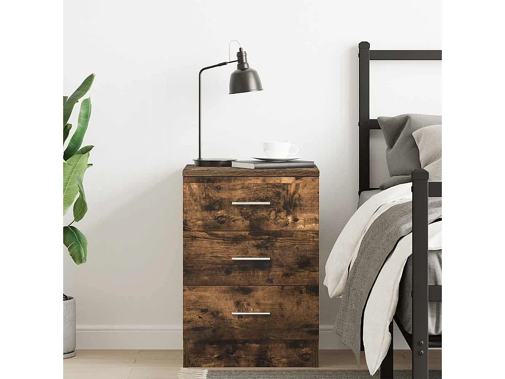 Table de chevet Chêne fumé 38x35x56 cm Bois d'ingénierie