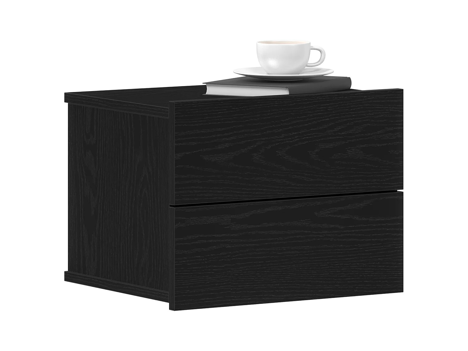 Comodino in rovere nero 40x30x30 cm in legno ingegnerizzato