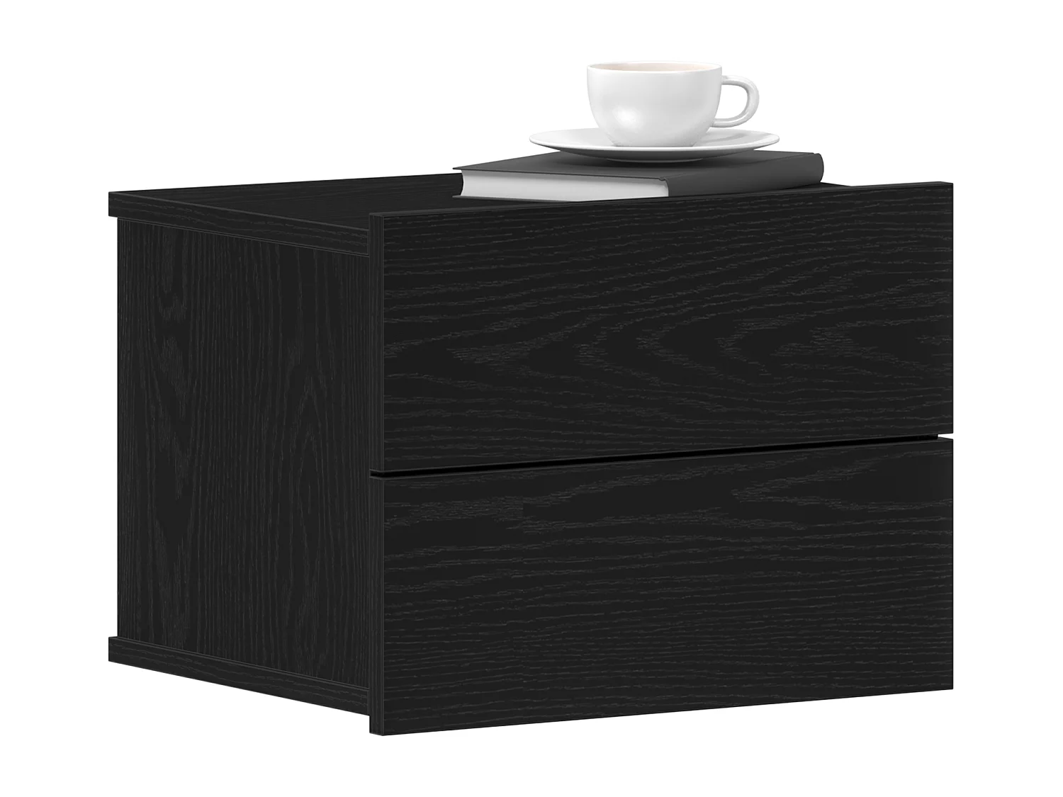 Comodino in rovere nero 40x30x30 cm in legno ingegnerizzato