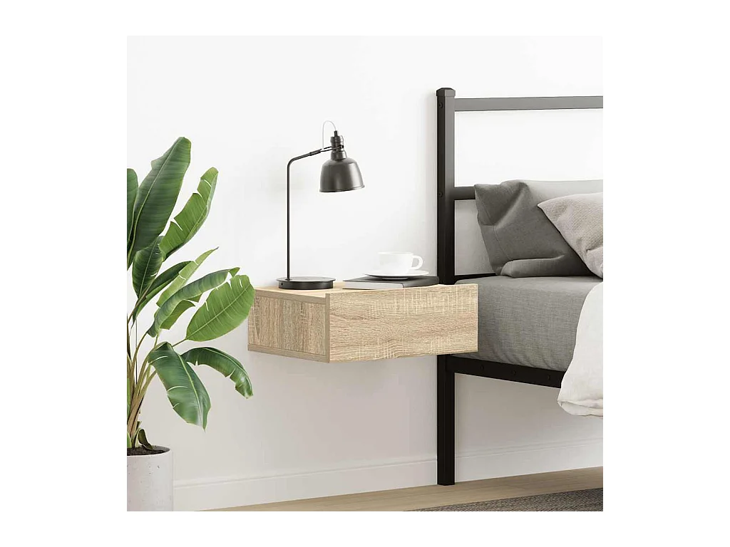 Mesita de noche flotante de madera de ingeniería de roble Sonoma